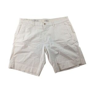 Mango Man Flat Front Chino Shorts Men's 36 White Stretch Pockets Casual Preppy
